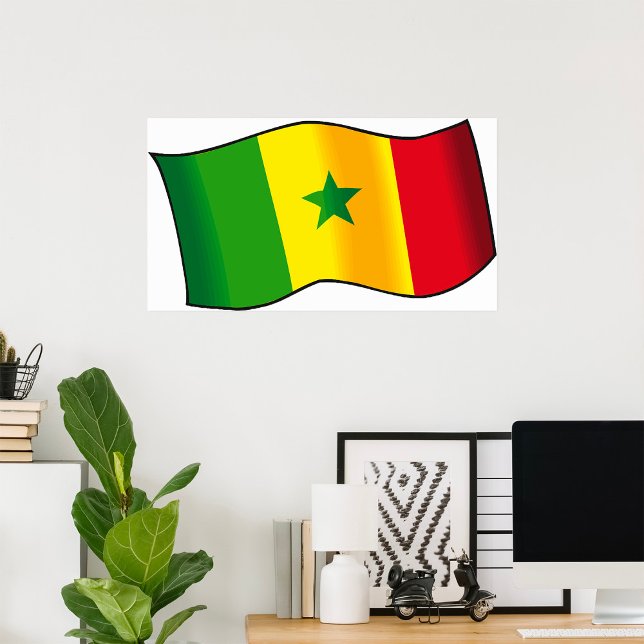 Affiche Drapeau du Sénégal Fierté sénégalaise Vert Jaune R (Créateur téléchargé)