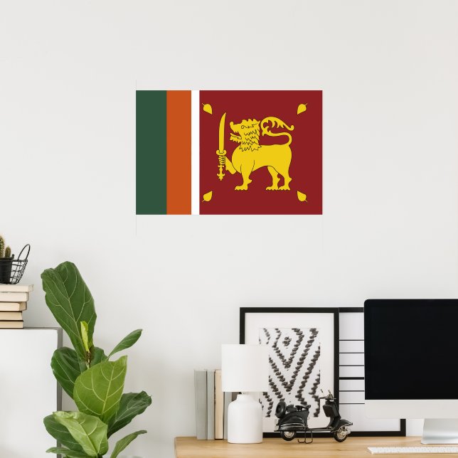 Affiche Drapeau du Sri Lanka (Bureau à domicile)