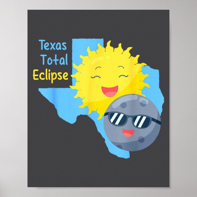 Affiche Drapeau du Texas drôle Éclipse solaire totale (Devant)