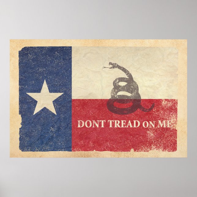 Affiche Drapeau du Texas et de Gadsden (Devant)