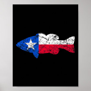 Affiche Drapeau du Texas Petite-bouche par pêche
