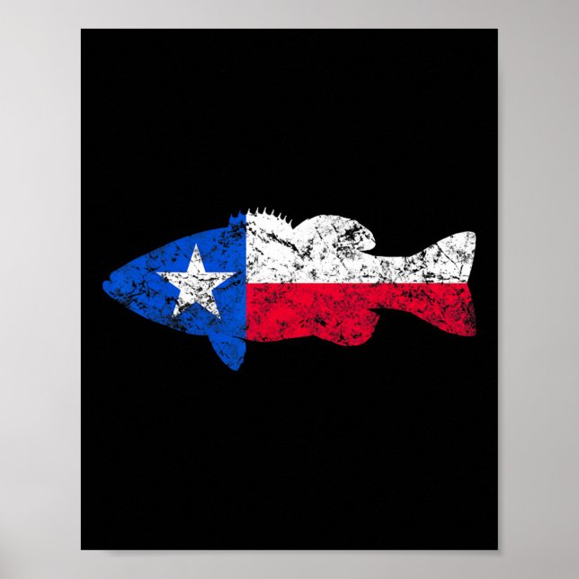 Affiche Drapeau du Texas Petite-bouche par pêche (Devant)