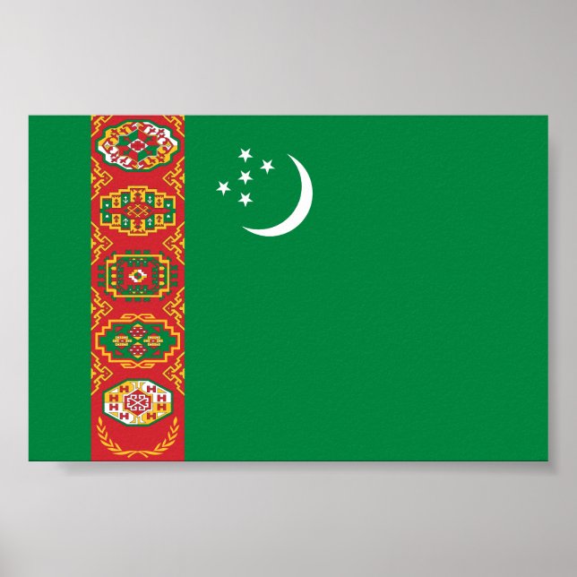 Affiche Drapeau du Turkménistan (Devant)