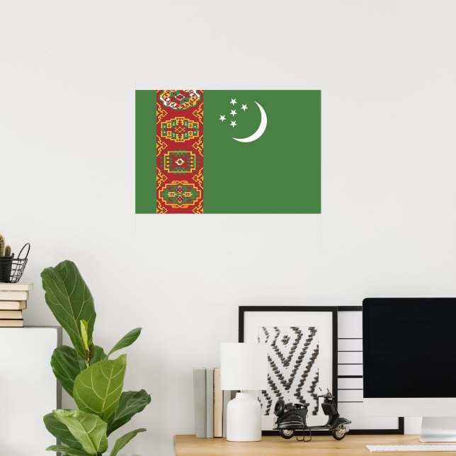 Affiche Drapeau du Turkménistan (Bureau à domicile)