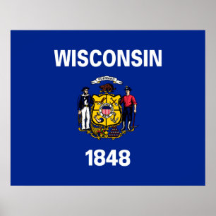 Affiche Drapeau du Wisconsin