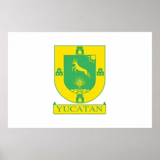 Affiche Drapeau du Yucatan, Mexique (Devant)