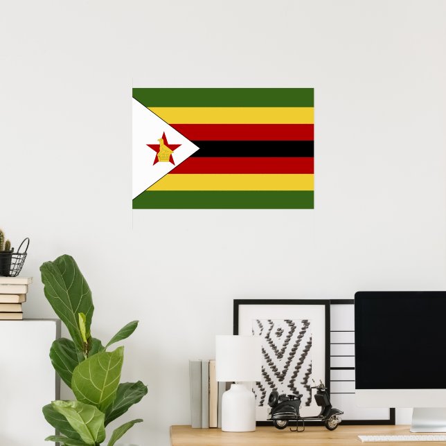 Affiche drapeau du Zimbabwe (Bureau à domicile)