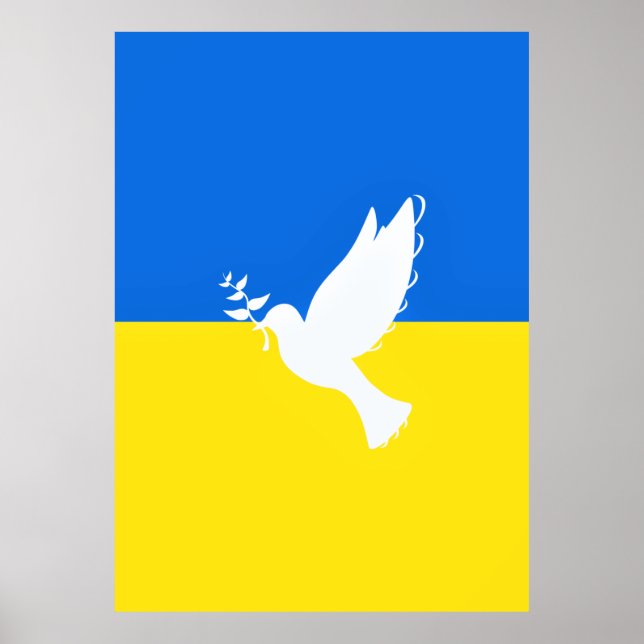 Affiche Drapeau d'Ukraine - Dove of Peace - Freedom - Peac (Devant)