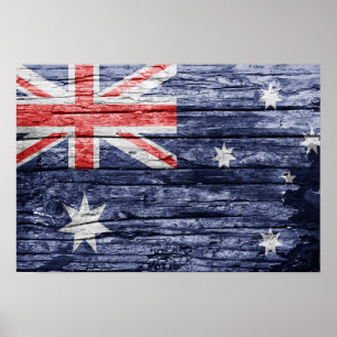 Affiche Drapeau en bois australien