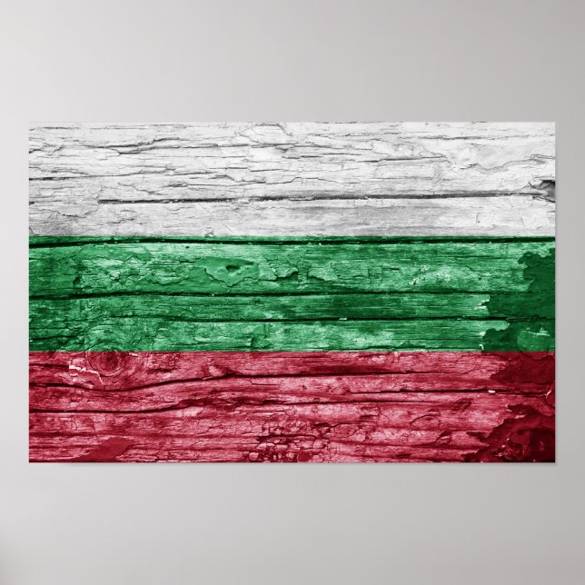Affiche drapeau en bois bulgare (Devant)