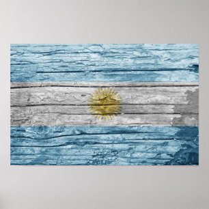 Affiche Drapeau en bois d'Argentine