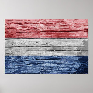 Affiche Drapeau en bois de Pays-Bas