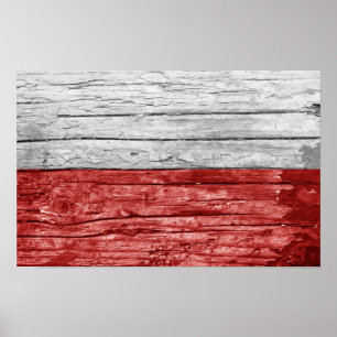 Affiche Drapeau en bois de Pologne
