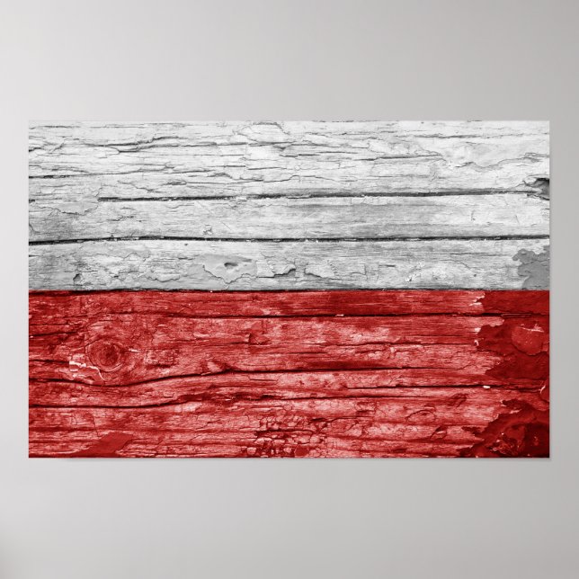 Affiche Drapeau en bois de Pologne (Devant)