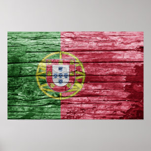 Affiche drapeau en bois de Portugal
