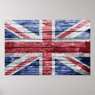 Affiche Drapeau en bois du Royaume-Uni
