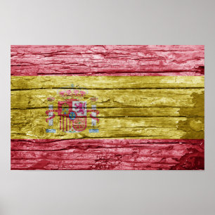 Affiche Drapeau en bois espagnol