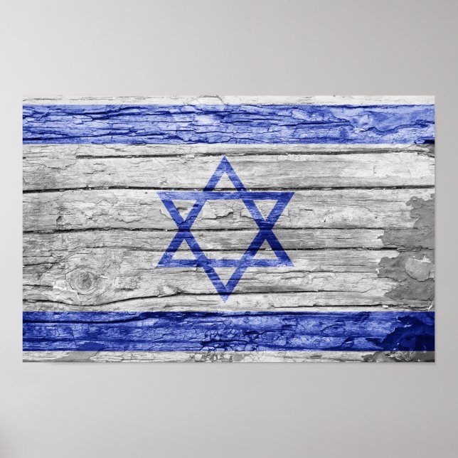 Affiche drapeau en bois israélien (Devant)