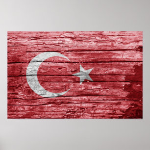 Affiche Drapeau en bois turc