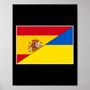 Affiche Drapeau Espagne Ukraine Espagnol Ukrainien Soutien