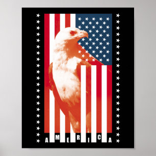 Affiche Drapeau et aigle des États-Unis d'Amérique