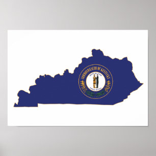 Affiche Drapeau et carte de l'État du Kentucky
