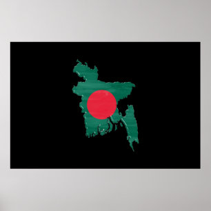 Affiche Drapeau et carte du Bangladesh