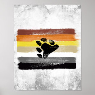 Affiche Drapeau et symbole de la fierté de l'ours peint