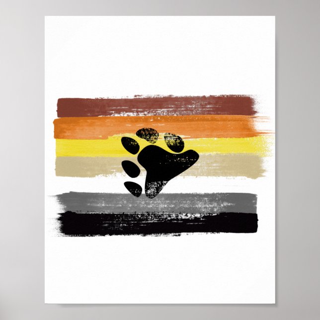 Affiche Drapeau et symbole de la fierté de l'ours peint (Devant)
