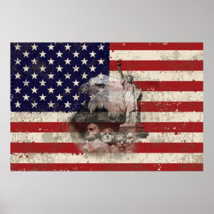 Affiche Drapeau et symboles des États-Unis ID155