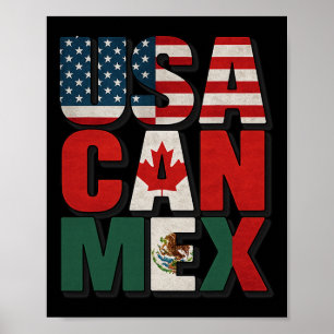 Affiche Drapeau États-Unis Can Mex Football Amérique du No