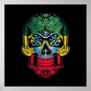 Affiche Drapeau Éthiopien Et Rose