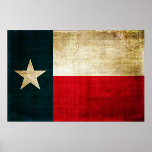 Affiche Drapeau étoile Lone du Texas Grunge Rustic Patriot