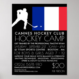 Affiche Drapeau français, Joueur de hockey, Publicité de c