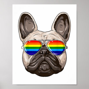 Affiche Drapeau Gay pride de Buldog français LGBT Rainbow