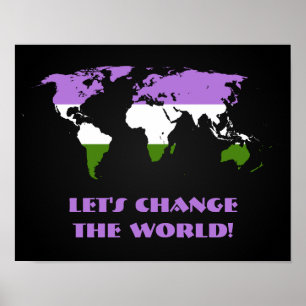 Affiche Drapeau Genderqueer Pride orteil monde carte poste