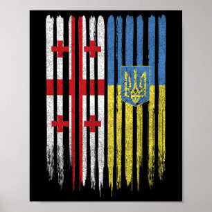 Affiche Drapeau géorgien ukrainien Géorgie Ukraine