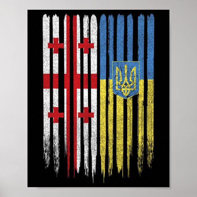 Affiche Drapeau géorgien ukrainien Géorgie Ukraine  (Devant)