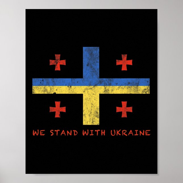 Affiche Drapeau géorgien-ukrainien - Pays amis  (Devant)