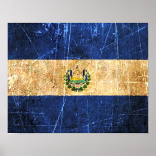 Affiche Drapeau griffé et usé Vintage Salvador