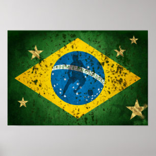 Affiche Drapeau grunge du Brésil pour des sports du