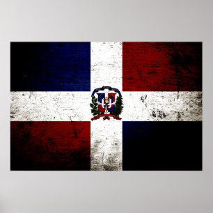 Affiche Drapeau grunge noir de la République Dominicaine