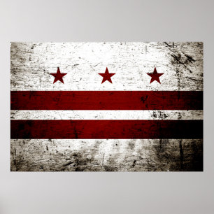 Affiche Drapeau grunge noir de Washington DC