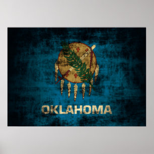 Affiche Drapeau grunge vintage d'état de l'Oklahoma