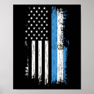 Affiche Drapeau guatémaltèque américain - Fierté Guatemala