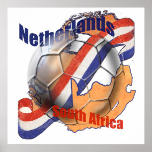Affiche Drapeau hollandais Pays-Bas Afrique du Sud Soccer 