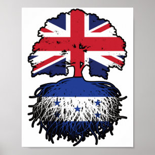 Affiche Drapeau hondurien britannique des racines d'arbres
