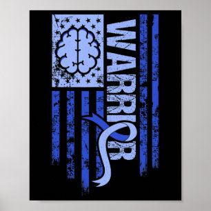 Affiche Drapeau Hydrocéphalie Warrius Blue Ribbon Awarenes