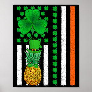 Affiche Drapeau irlandais américain Shamrock Ananas Fruit