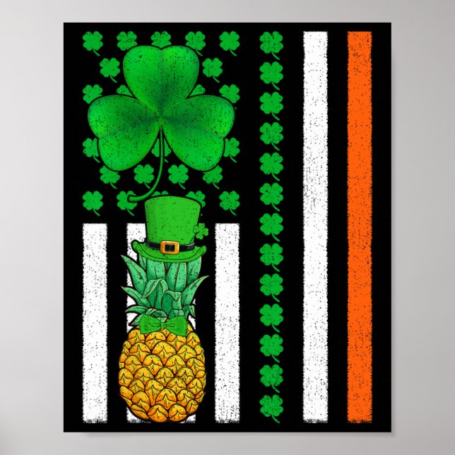 Affiche Drapeau irlandais américain Shamrock Ananas Fruit  (Devant)
